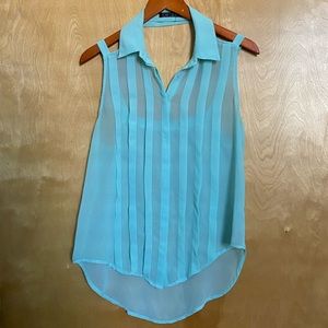 Sheer teal tank top